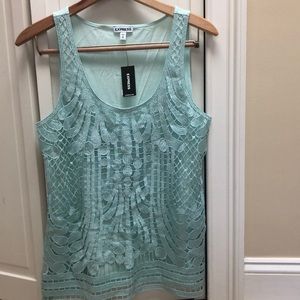 NWT express blue lace tank top